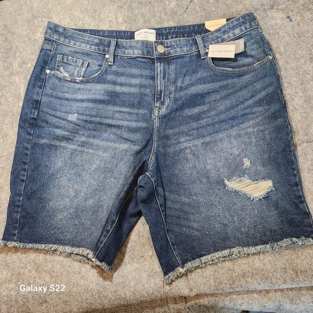 Vintage Y2K Lane Bryant Shorts Womens 18 Distressed Boyfriend Bermuda Blue Jeans